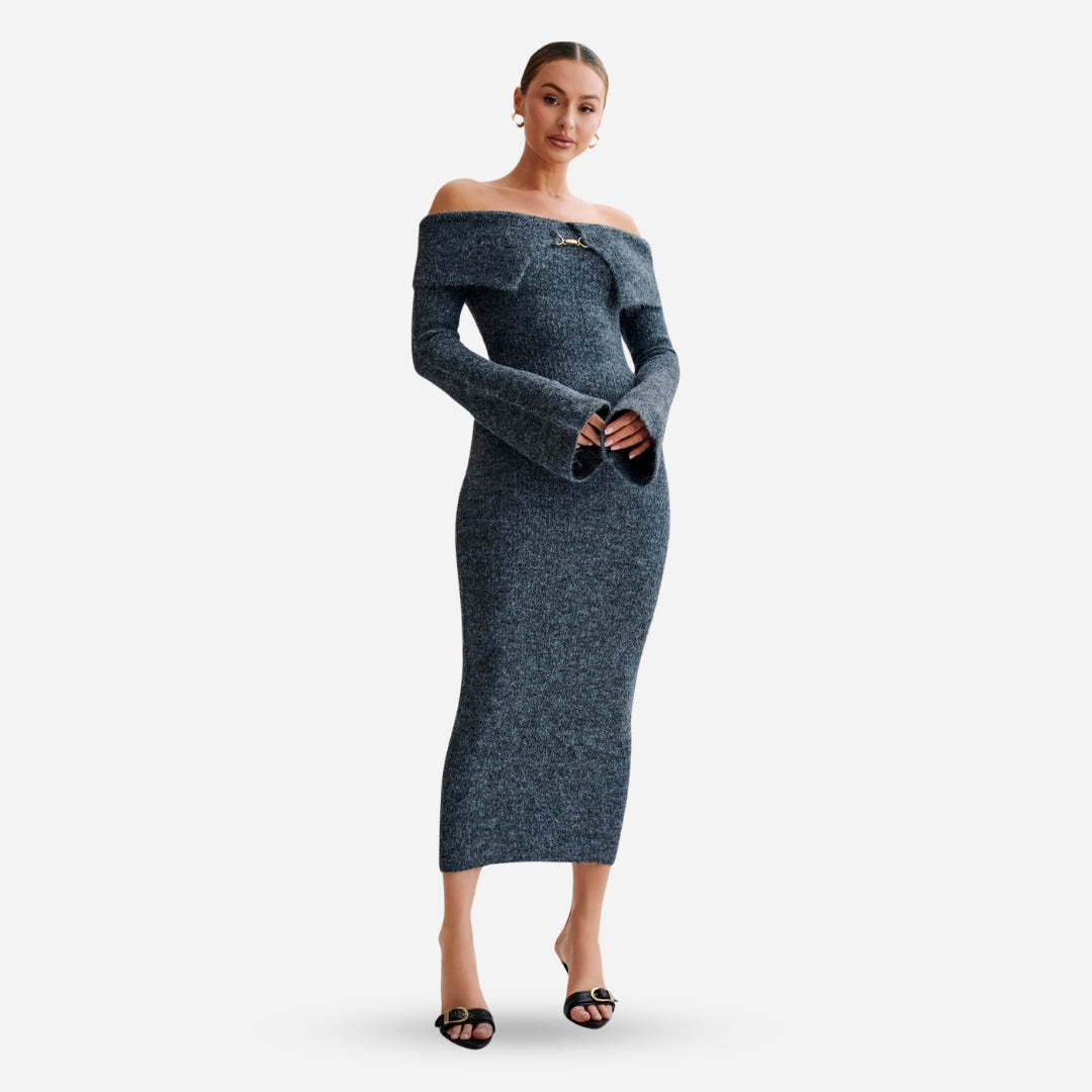 SABINA™ | Robe en maille à épaules dénudées 