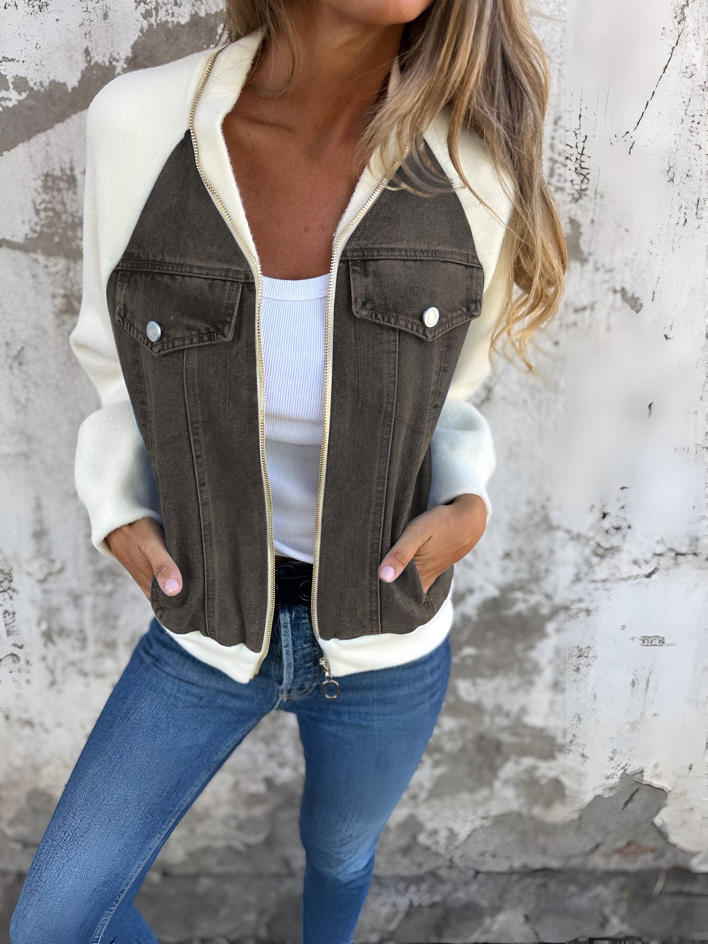 AYLA™ | Casual V-neck zip-up vest