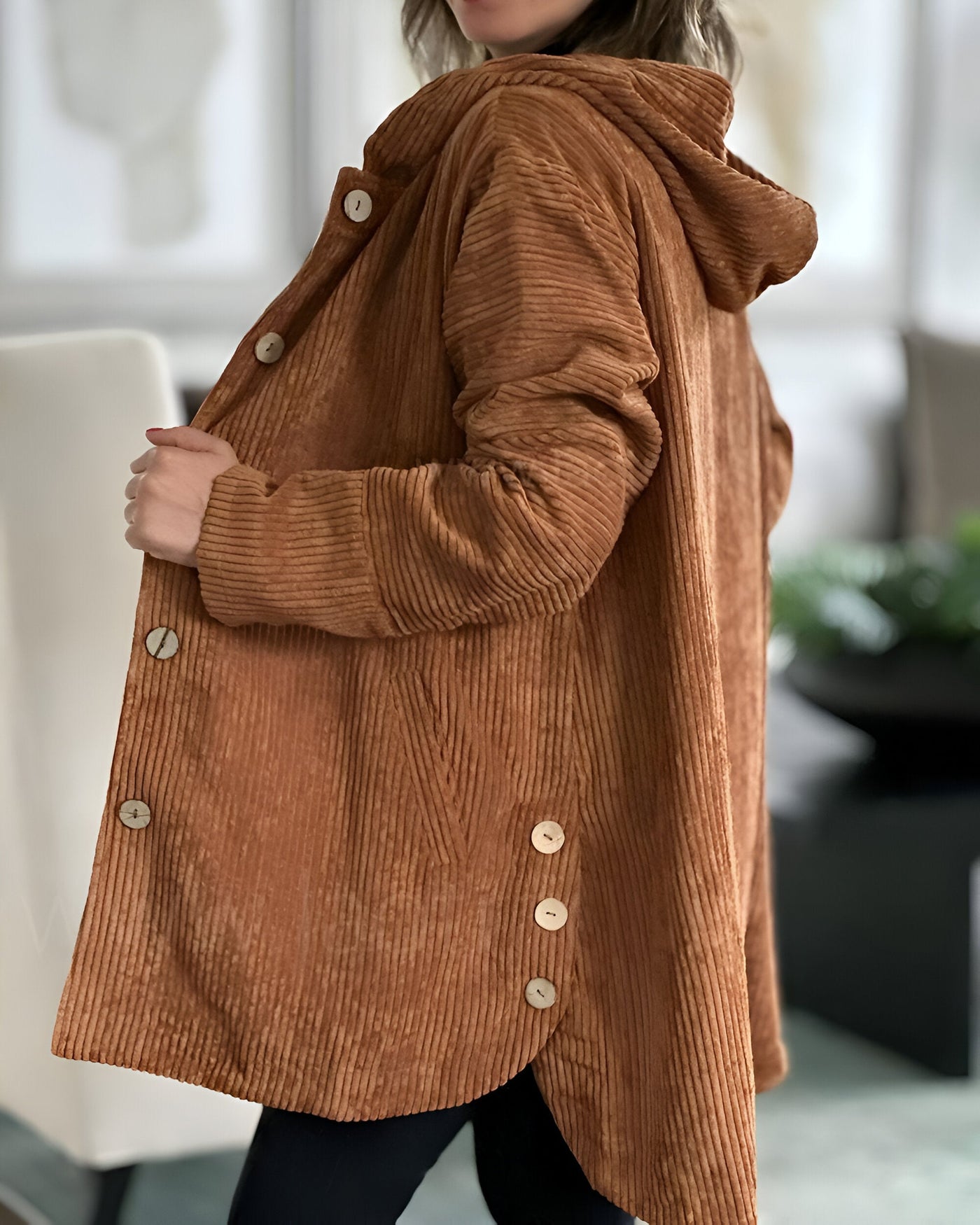 ANIKA™ | Casual style corduroy jacket with hood