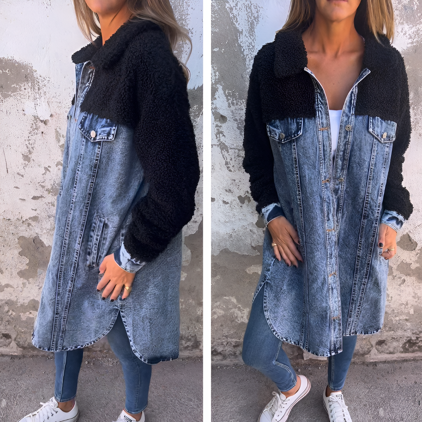 BIANCA™ | Gilet en jean cool avec doublure Sherpa