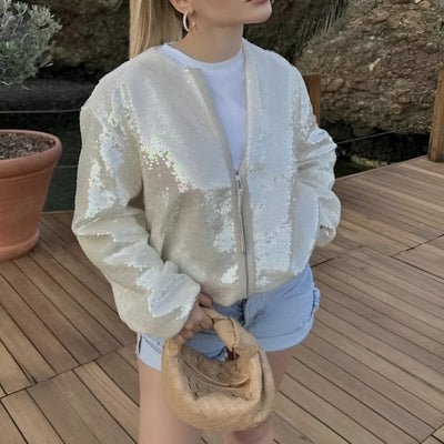 JOURNI™ | Chic sequin bomber jacket