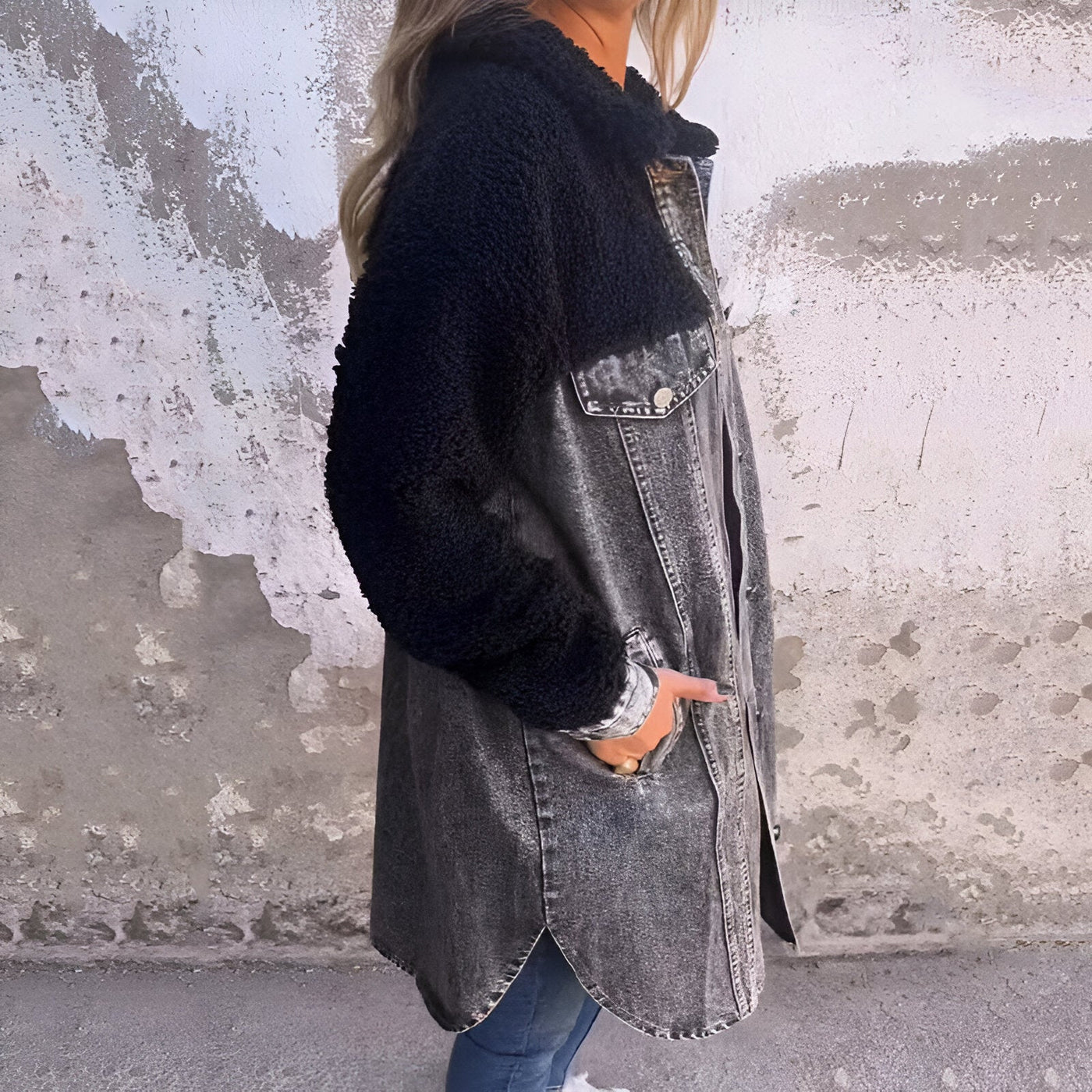 BIANCA™ | Gilet en jean cool avec doublure Sherpa