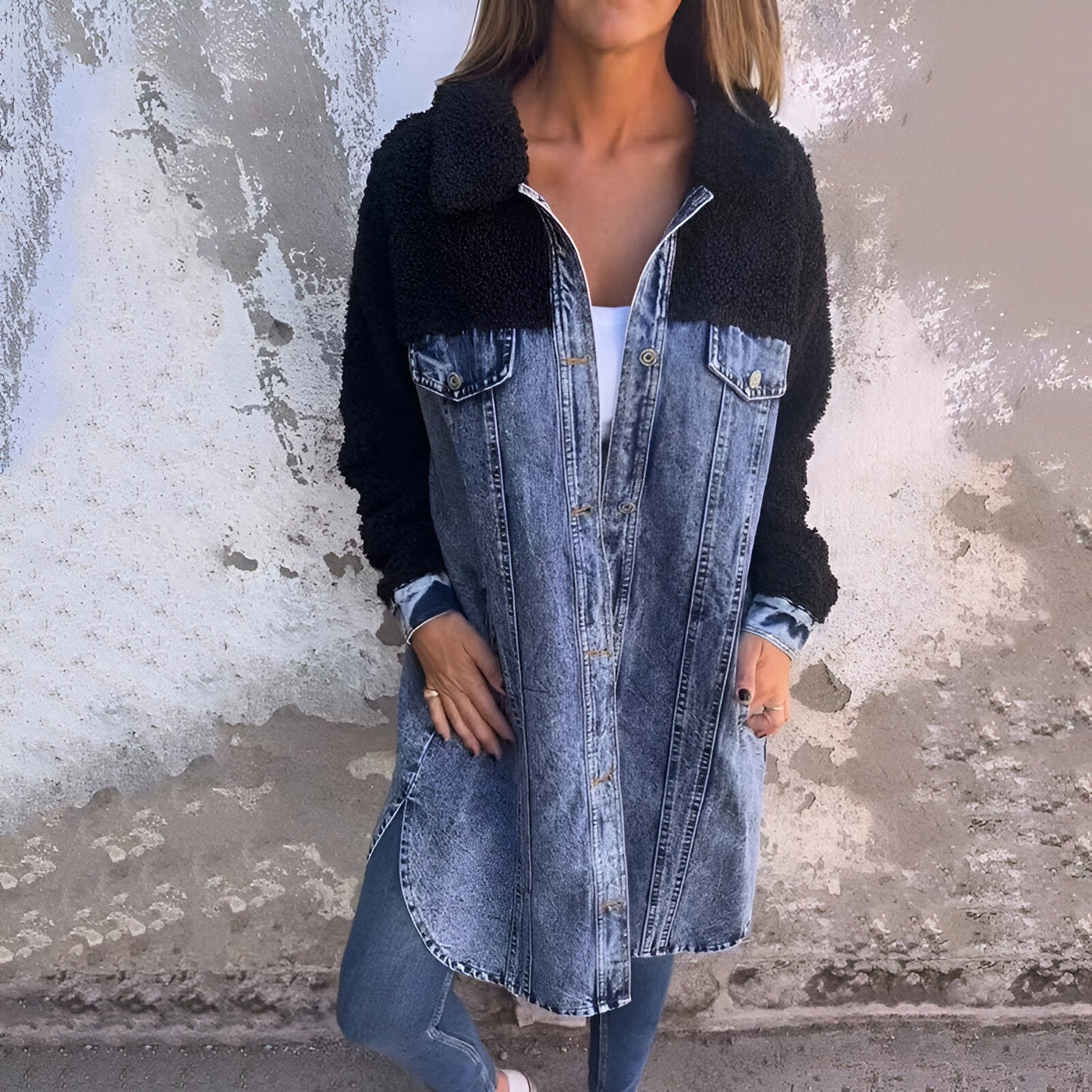 BIANCA™ | Cool denim vest with sherpa lining